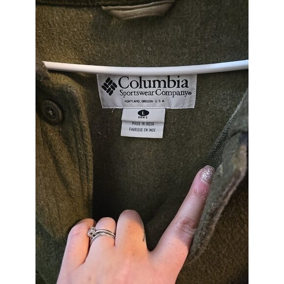 Mens EXTREMELY RARE Columbia Green Button Down Peacoat Wool Blend. Large. - Picture 10 of 16